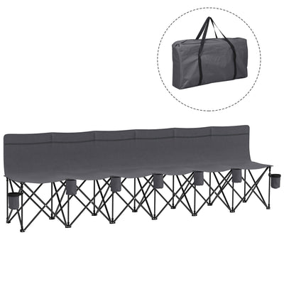 Outsunny 6 Seater Folding Camping Chair with Cup Holder & Carry Bag - Charcoal Grey 