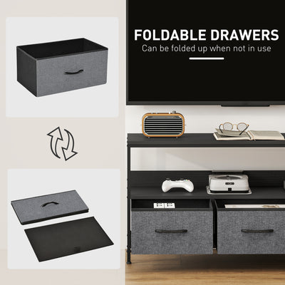 HOMCOM TV Stand Cabinet with 3 Foldable Drawers - Black 