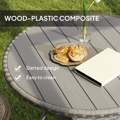 Outsunny 90cm Four-Person Wood-Effect Rattan Table - Grey 