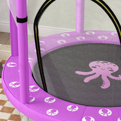 AIYAPLAY 4.6ft Toddler Trampoline w/ Safety Enclosure Net, for Indoor Outdoor Use, Ages 3-6 Years, Purple 