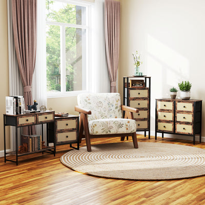 HOMCOM Industrial-Natural Bedside Table - Brown 