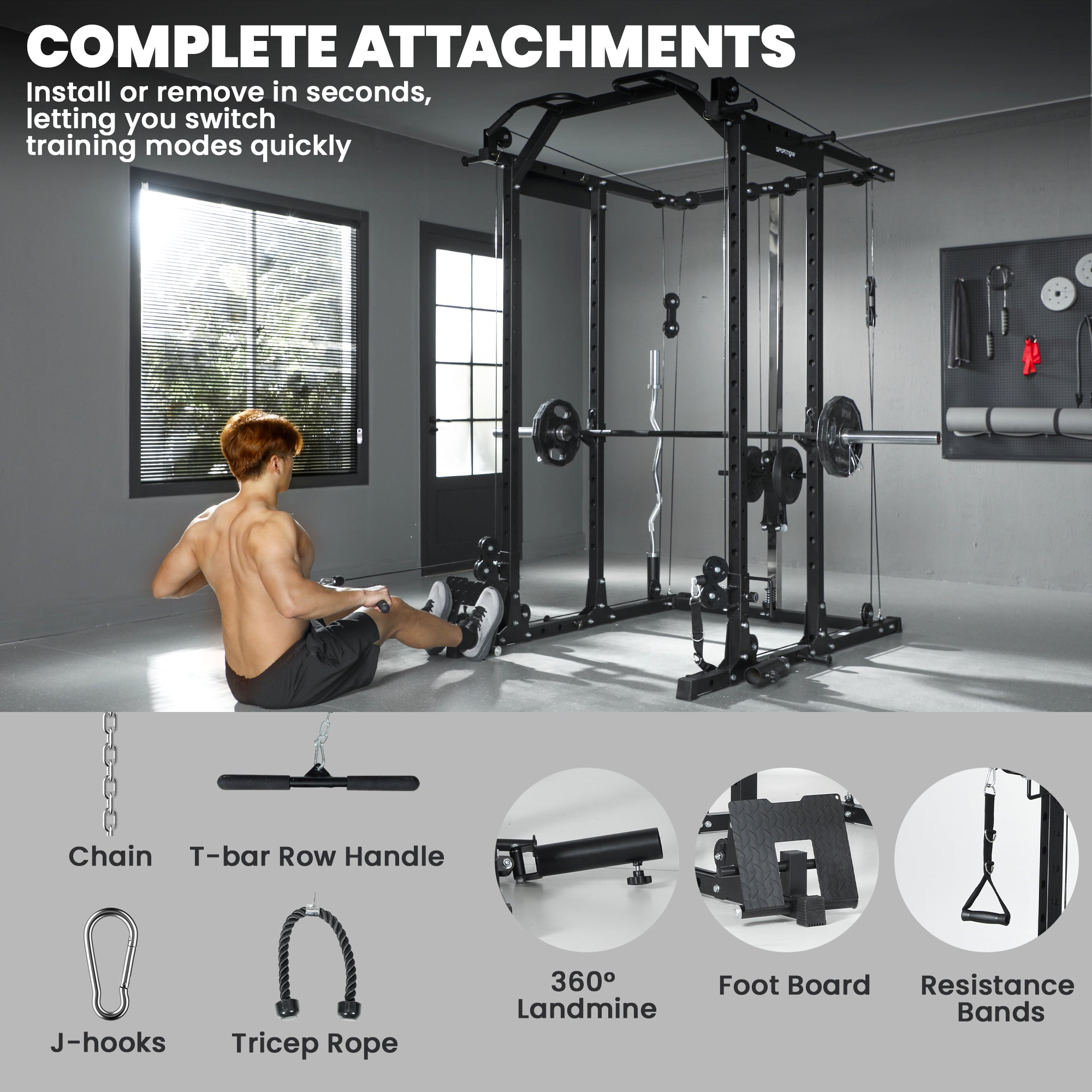 SPORTNOW Lat Pull-Down Home Gym Machine with Cable Crossover for Home Strength Training, Black 