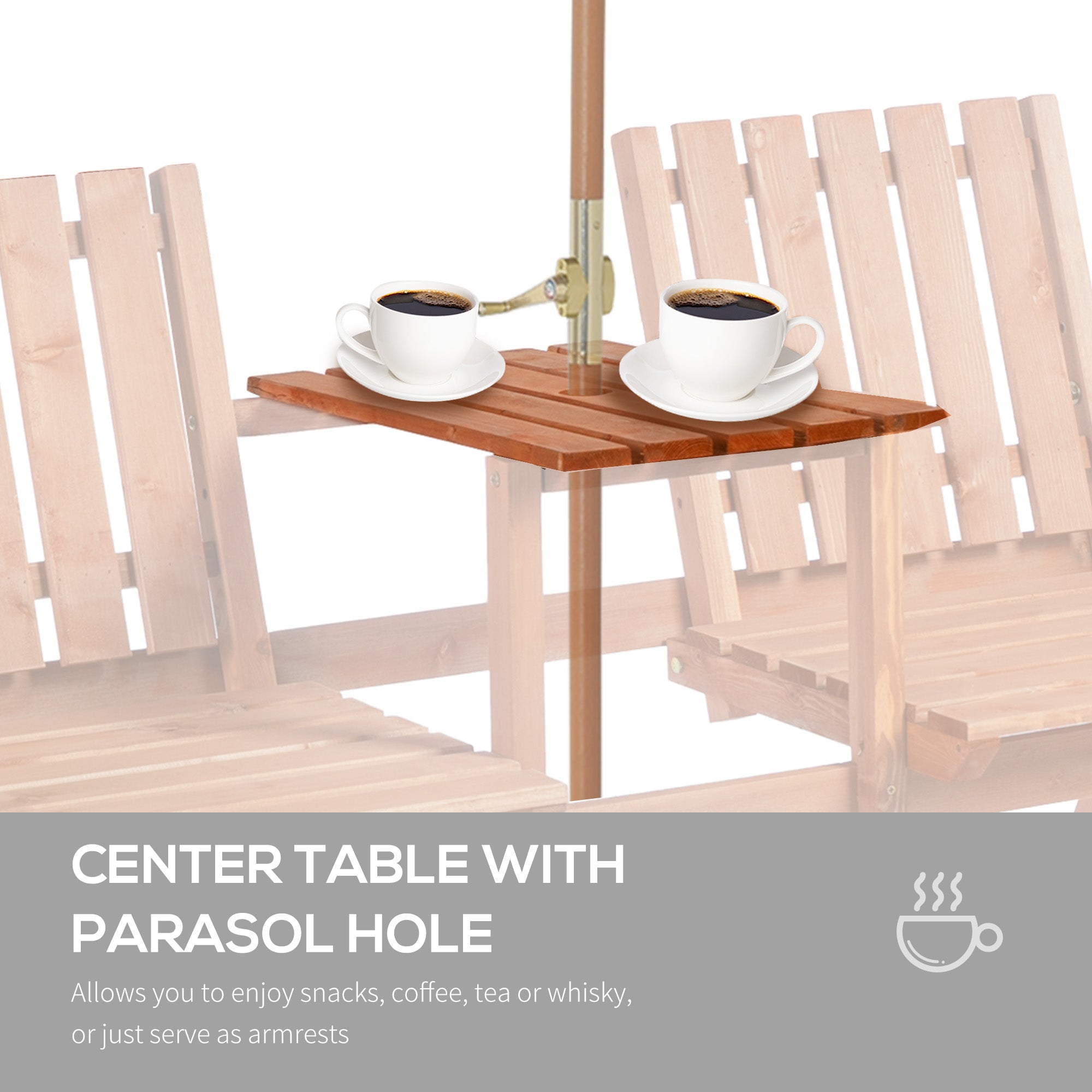 Outsunny 2-Seater Fir Wood Bench w/ Centre Table 