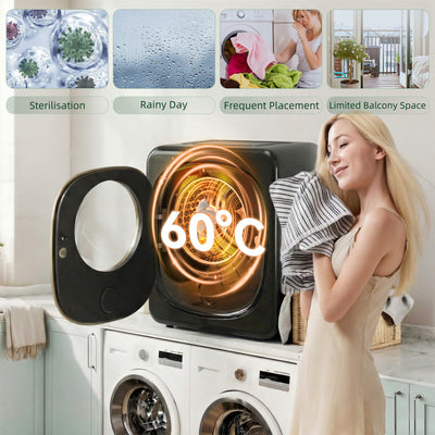 HOMCOM 4kg Vented Tumble Dryer with 5 Drying Mode, 800W Compact Freestanding Front Tumble Dryer Black 