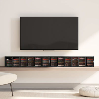 HOMCOM Set of 2 CD Media Display Shelf Unit Tower Rack with Adjustable Shelves, High Gloss Black 