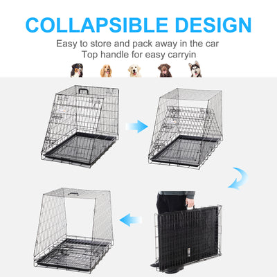 Pawhut Trapeze Collapsible Dog Pet Travel Box Cage Removable Tray 93 x 58 x 65cm 