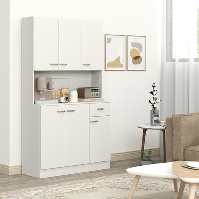 HOMCOM Freestanding Kitchen Pantry Storage Cabinet - White 