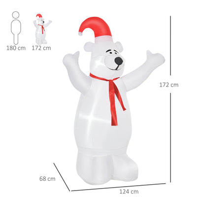 HOMCOM 6ft Tall Outdoor Inflatable Bear Airblown Projection Holiday Christmas Lawn Décor 
