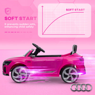 AIYAPLAY Audi Q8 e-tron Sportback Licensed 12V Ride on Car w/ Remote, 4 Spring Suspension Wheels, Headlights, Music, Horn - Pink 