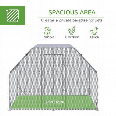 PawHut Walk in Chicken Run Chicken Coop Hen House Outdoor with Roof for 4-6 Chickens, 280 x 190 x 195cm 
