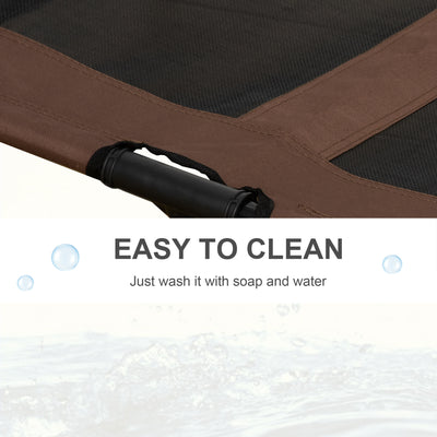 PawHut Large Raised Dog Bed Cat Elevated Lifted Cooling Portable Camping Basket Outdoor Indoor Mesh Pet Cot Metal Frame Brown 