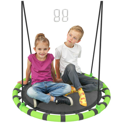 AIYAPLAY 100 cm Diameter Kid Nest Swing Seat with Height Adjustable Ropes for Outdoor Indoor, Black 