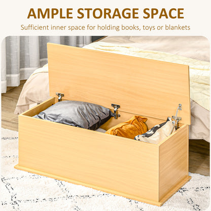 HOMCOM 113L Storage Chest, Storage Box with Flip-Top Lid and 2 Safety Hinges, Storage Trunk for Living Room, Entryway, 100 x 40 x 40 cm, Burlywood 