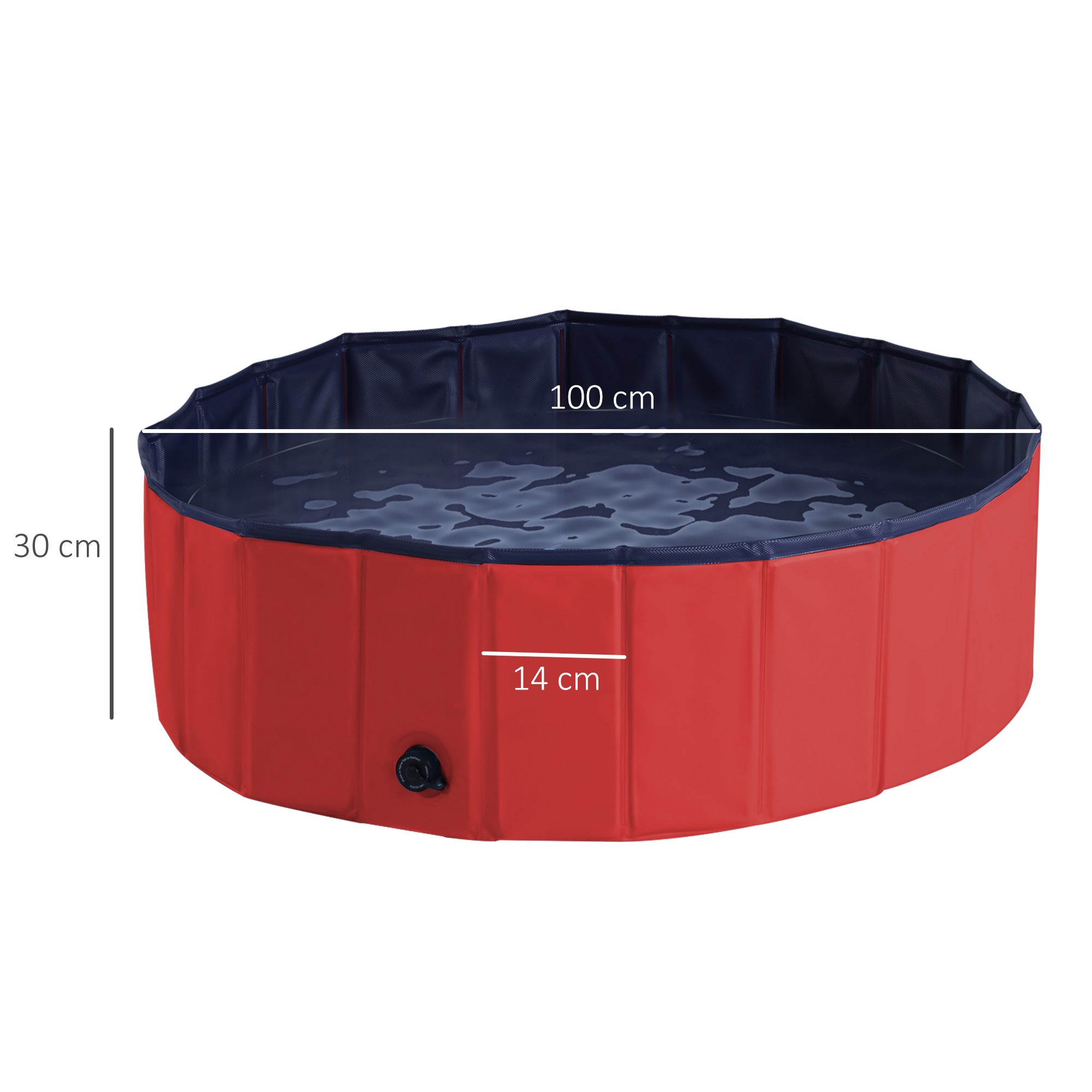 PawHut Foldable Dog Paddling Pool Pet Cat Swimming Pool Indoor/ Outdoor Collapsible Summer Bathing Tub Shower Tub Puppy Washer, Φ 100 x 30H cm, Red 