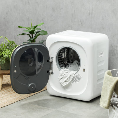 HOMCOM 4kg Vented Tumble Dryer with Deodorize, Smart Mode, 800W Compact Tumble Dryer with Stainless Steel Tub, Front Load, for Flat, Home, RVs, White 