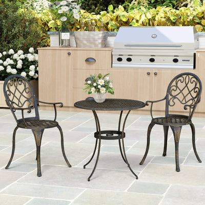 Outsunny Three-Piece Elegant Aluminium Garden Set - Bronze Tone 