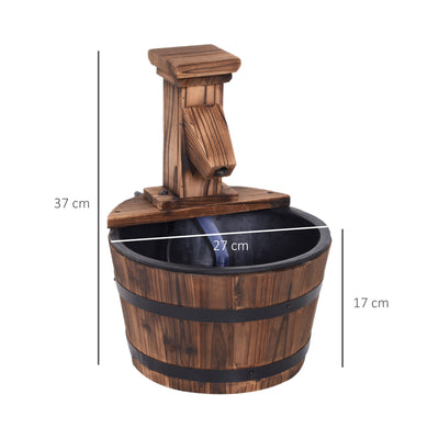 Outsunny Wood Barrel Patio Water Fountain Garden Decorative Ornament Water Feature with Electric Pump 