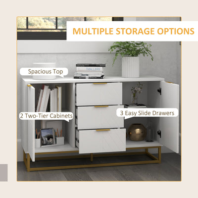 HOMCOM Modern Storage Cabinet Freestanding Cupboard with 3 Drawers for Dining Room, Living Room 
