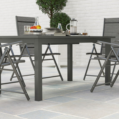 Outsunny Aluminium Extending Garden Table with Slatted Top for 6-8 Person, 160/220 x 90 x 73 cm, Grey 