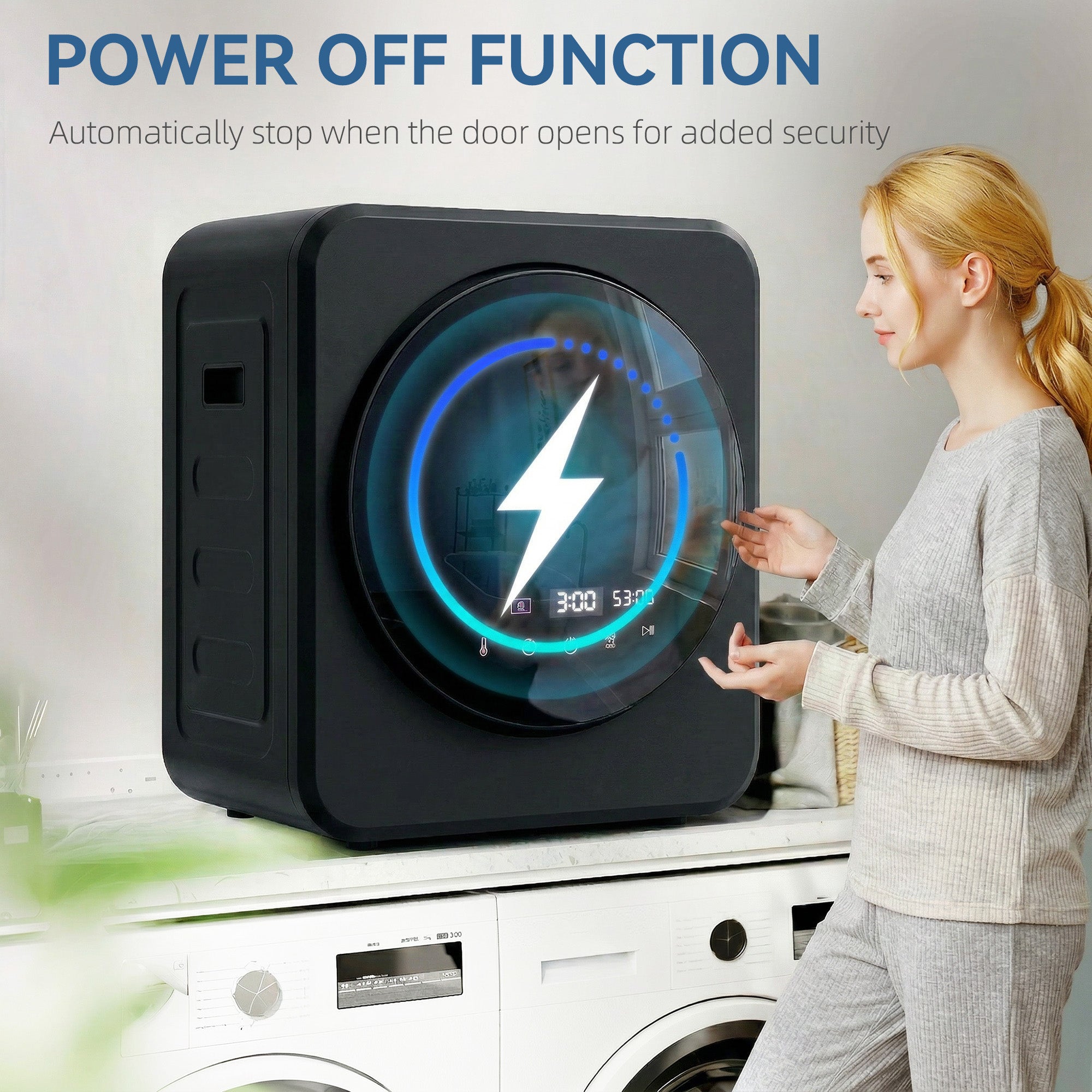 HOMCOM Vented Tumble Dryer, 4 kg Front Tumble Dryer with Stainless Steel Tub, 800W Compact Freestanding Black 