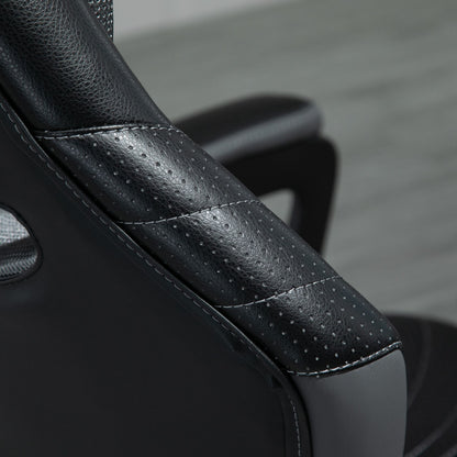 Vinsetto Computer Gaming Chair, Desk Chair with Breathable PU Leather Back and Seat, Soft Padded Armrests and Rolling Wheels for Adults and Gamers, Black 