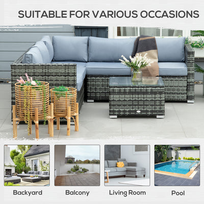 Outsunny Four-Piece Rattan Sofa Set - Grey 
