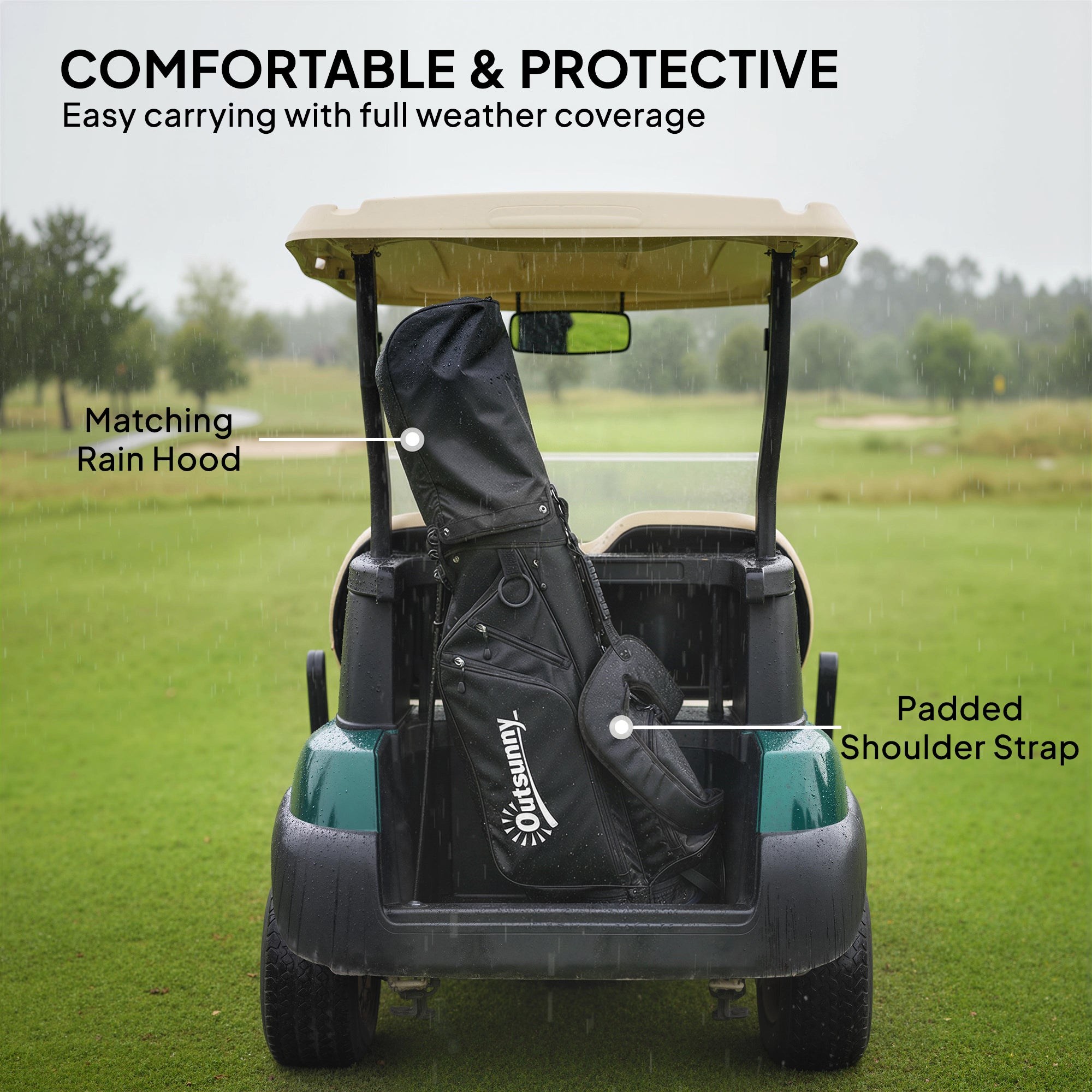 Outsunny Golf Stand Bag 6 Way Full-Length Dividers, Waterproof Golf Bag with 5 Pockets, Grey 