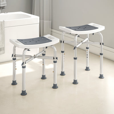 HOMCOM 44-51.5cm Aluminium Frame Shower/Bath Stool - Grey 