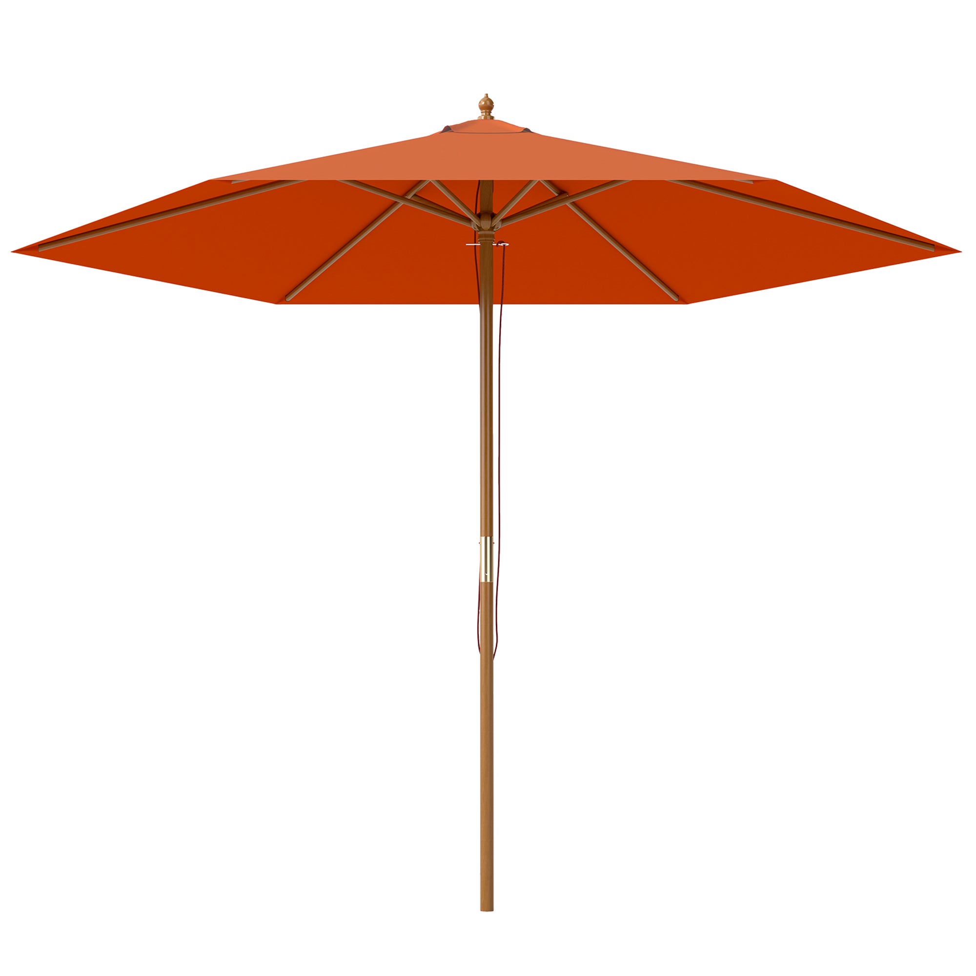 Outsunny 2.5m Wood Garden Parasol Sun Shade Patio Outdoor Wooden Umbrella Canopy Orange 