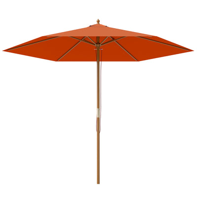 Outsunny 2.5m Wood Garden Parasol Sun Shade Patio Outdoor Wooden Umbrella Canopy Orange 