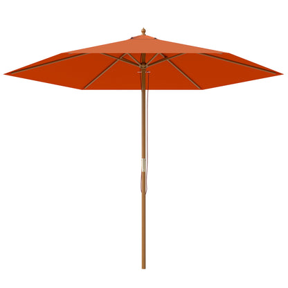 Outsunny 2.5m Wood Garden Parasol Sun Shade Patio Outdoor Wooden Umbrella Canopy Orange 