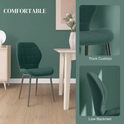 HOMCOM Set of Four Flannel Relaxed Tub Dining Chairs - Green 