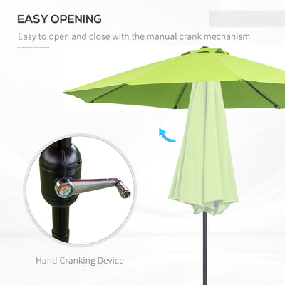 Outsunny 2.7M Garden Parasol Umbrella with Glass Fibre Ribs and Aluminium Frame, Tilting Sun Shade Shelter Canopy, Light Green 