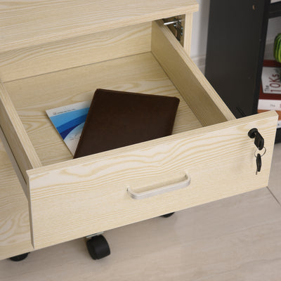 Vinsetto 2-Drawer Locking Office Filing Cabinet w/ 5 Wheels Rolling Storage Hanging Legal Letter Files Cupboard Home Organisation Oak Wood Grain 