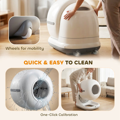 PawHut 72L Self Cleaning Cat Litter Tray Automatic Cat Litter Box APP Control for Multiple Cats 
