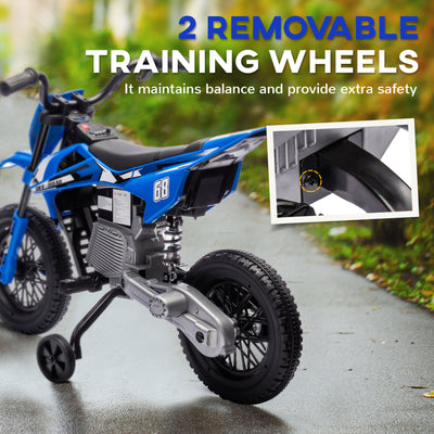 AIYAPLAY 12V Kids Electric Motorbike, Kids Electric Ride on motorcycle w/ Twist Grip Throttle, Training Wheels, Blue 