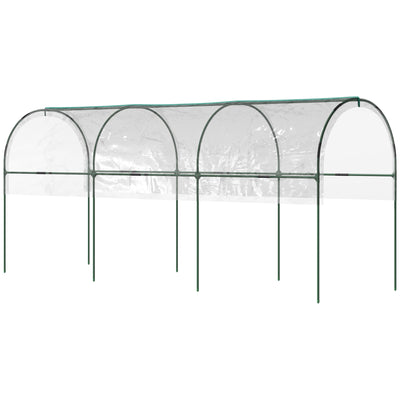 Outsunny Tunnel Tomato Greenhouse with 4 Hoops and Top Tap, Pointed Bottom and Guy Ropes, 400 x 123 x 171 cm, Clear 
