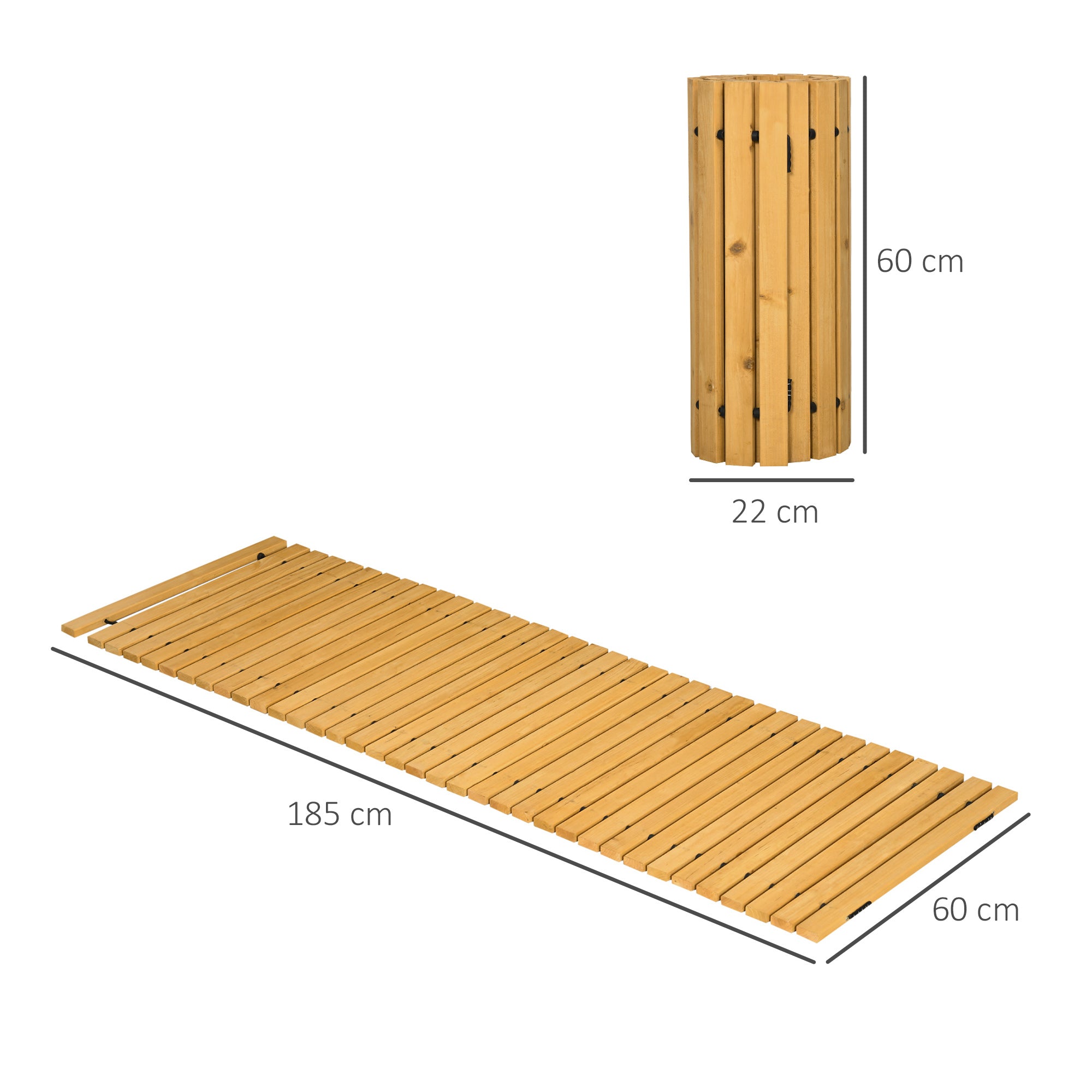 Outsunny Rollable Wooden Garden Pathway Weather-Resistant Walk Way for Wedding Party Pathways 185 x 60 cm 