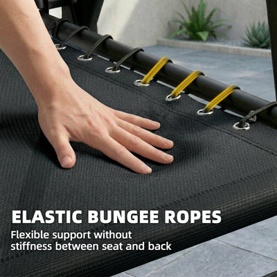 Outsunny Folding Garden Chairs Set of 2, Outdoor Dining Chairs with Wide Texteline Seat, High Back and Armrests, Black 