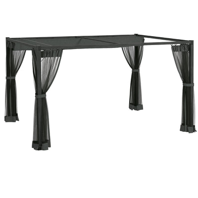 Outsunny 3 x 4m Aluminium Frame Pergola, with Retractable Roof - Dark Grey 