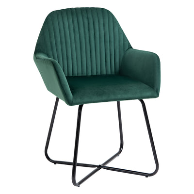 HOMCOM Modern Arm Chair Upholstered Accent Chair with Metal Base for Living Room Green 