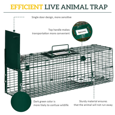 Outsunny Metal Rat Trap with Single Door, for Small Animals, Dark Green 
