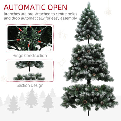 HOMCOM 6ft Snow-Dipped Artificial Pine Christmas Tree 