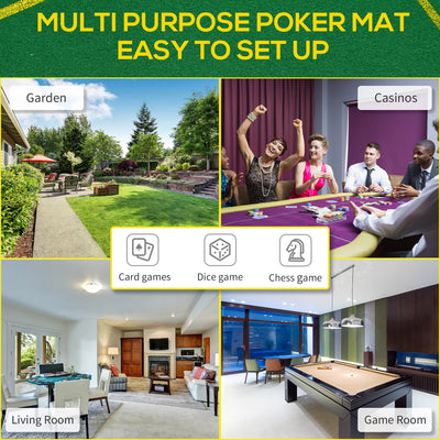 SPORTNOW Foldable Poker Mat, 10-Player Table Top with Cup Holder, Carry Bag - Green 
