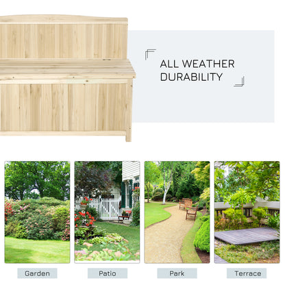 Outsunny Wood Storage Bench for Patio Furniture, Outdoor Garden Seating Tools 