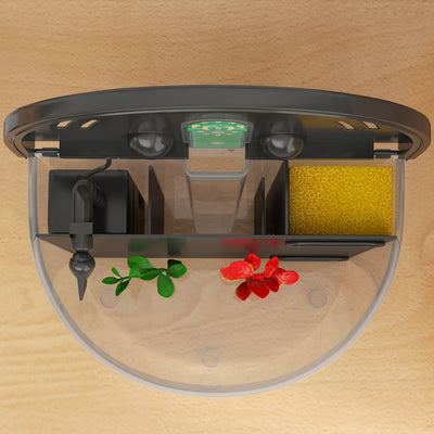 PawHut 3L Small Fish Tank with Filter System, LED Light, Small Fish Tank for Betta, Goldfish, Shrimp, Black 