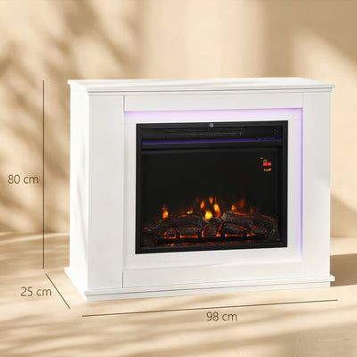 HOMCOM 2000W 6824 BTU Faux Flame Fireplace - White 