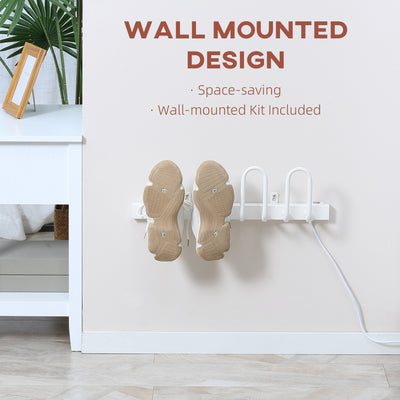 HOMCOM 2 Pairs Electric Shoe Dryer, Wall Mounted Shoe Warmers with Constant Temperature for Boots, Leather Shoes, Socks, White 