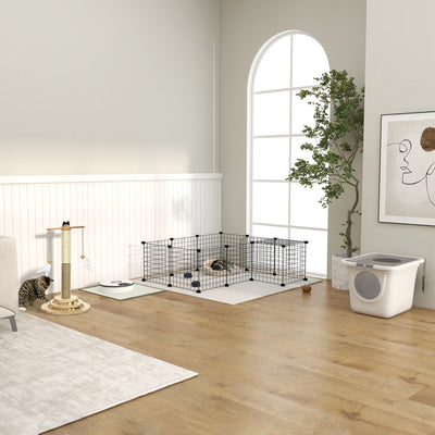 PawHut Cat Litter Box, Pet Toilet, Enclosed Kitten Pan with Front Entrance Top Exit, High Side, Scoop, White 