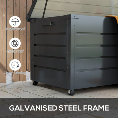 Outsunny 311L Galvanised Steel Garden Storage Box, with Lock - Dark Grey 